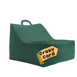 Comfortable Corduroy Bean Bag | Ergonomic Bean Bag Chair Green– Removable Cover & Carrying Handle Ideal for living rooms and children&#39;s room