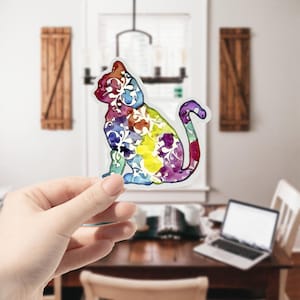 Watercolor Cat Sticker Cute Laptop Decal Gift for Cat Lovers