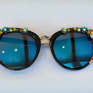 Intricate Hand Embellished Rhinestone Sunglasses | Oversized 