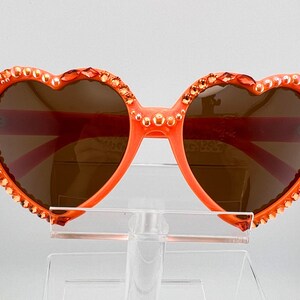 Orange Polarized Heart Shaped Sunglasses | Hand Embellished  display picture 2
