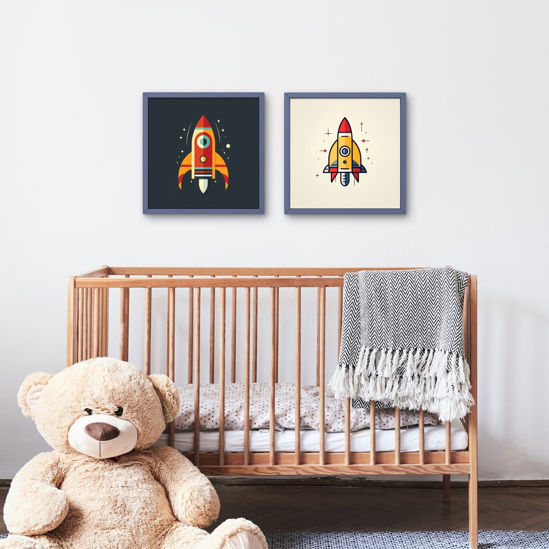 Rocket Ships Prints Printable Wall Art Outer Space Nursery Spaced