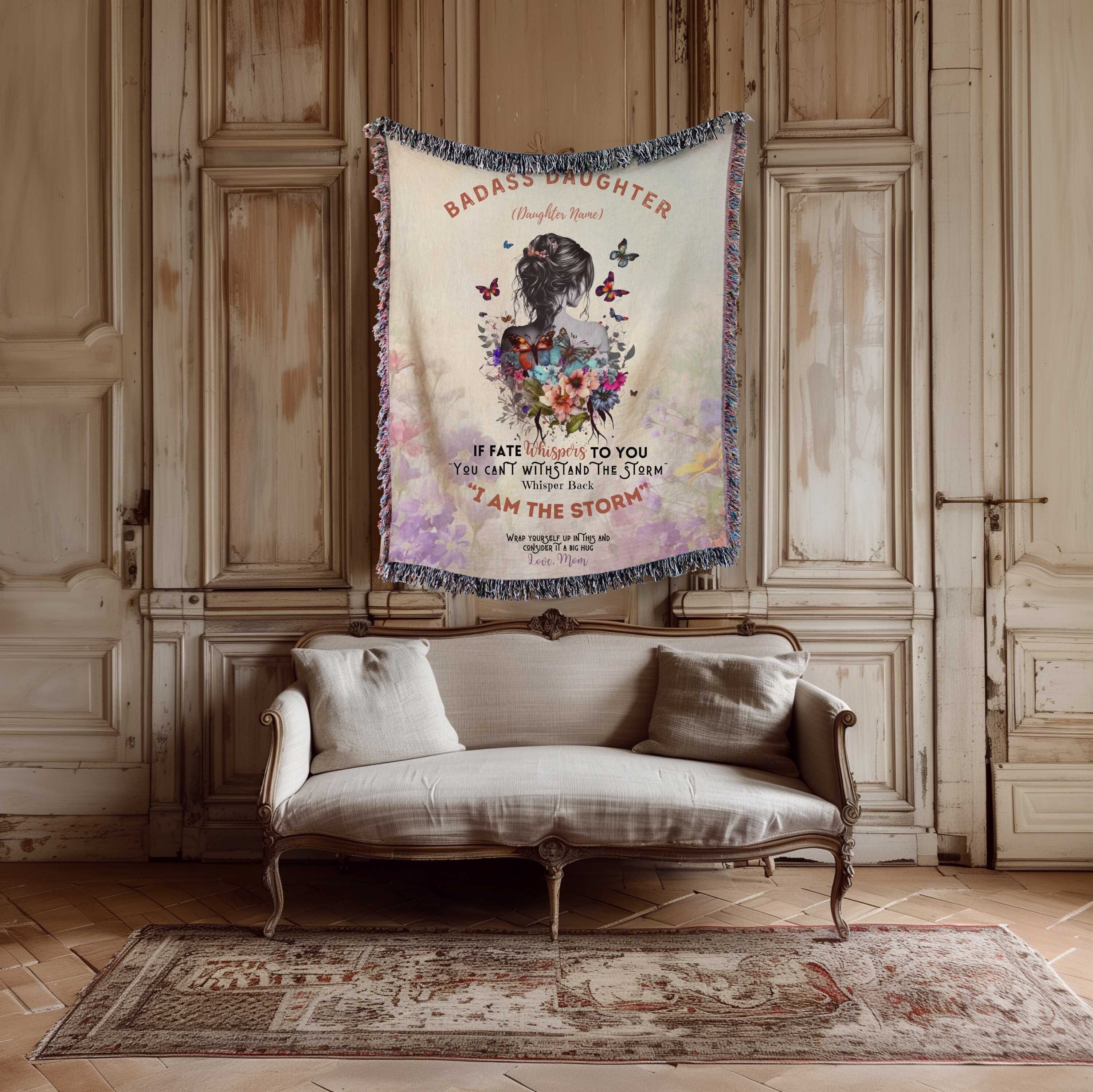 Personalized To My Badass Daughter/Son Quilt/Fleece Throw Blanket - Gift Idea From Mom - Wrap Yourself Up In This And Consider It A Big Hug main image 1