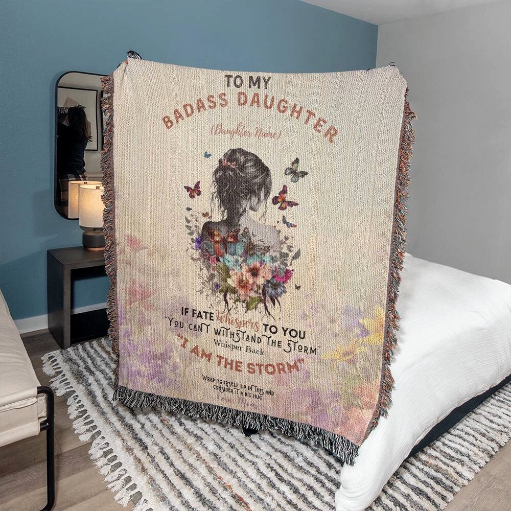 Personalized To My Badass Daughter Fleece Throw Blanket/Quilt - Gift Idea For Daughter - Wrap Yourself Up In This And Consider It A Big Hug