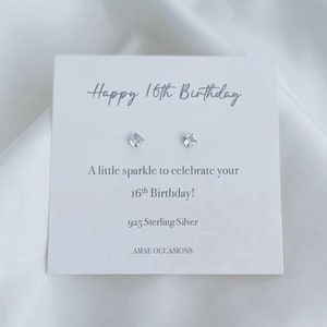16. Geburtstag Ohrringe Sterling Silber Ohrringe Geburtstagsgeschenk für sie sechzehnte 16 beste Freundin Geschenk Tochter Geburtstagsgeschenk Ohrstecker