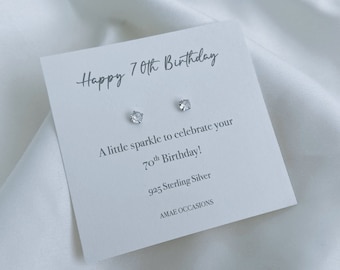 70th Birthday Sterling Silver Earrings Birthday Gift for Her