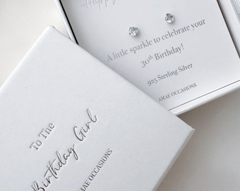 Pendientes de plata de ley para el 30 cumpleaños, regalo de cumpleaños para ella, regalo para el 30 cumpleaños de su mejor amiga, hija, mamá, regalo de cumpleaños, pendientes de botón.