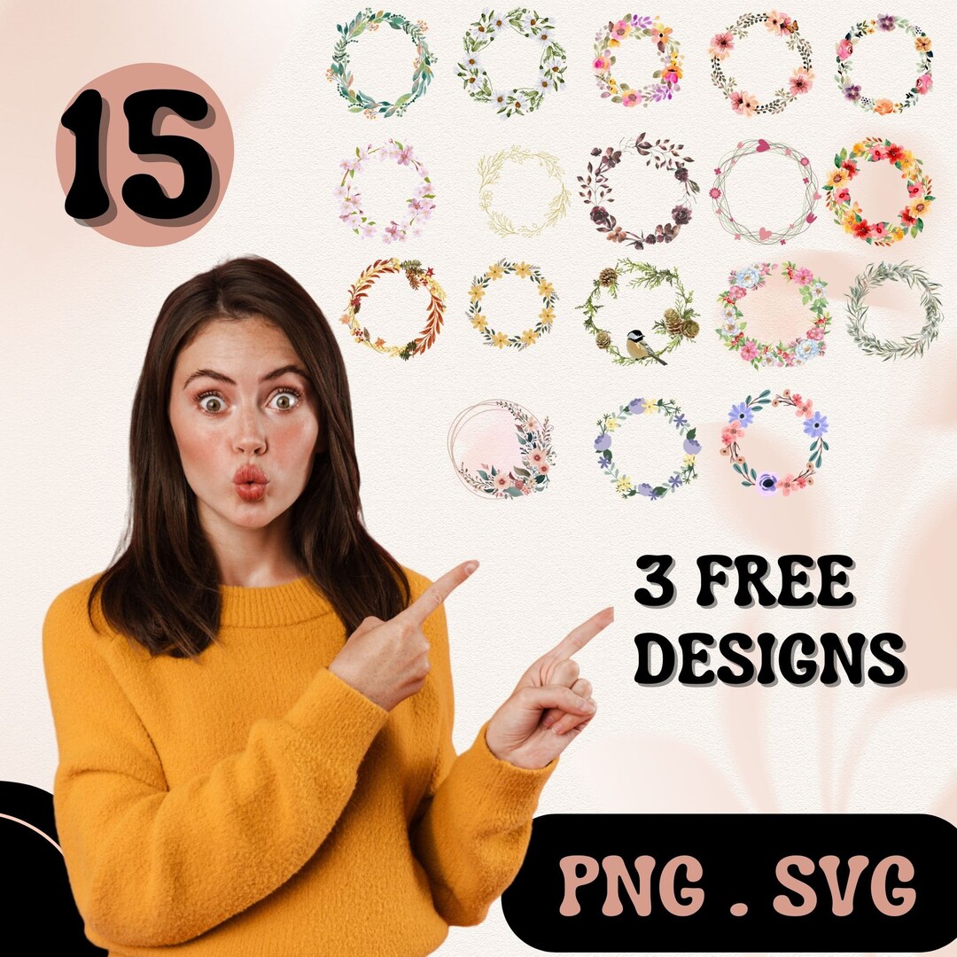 Wreath Svg Bundle | Circle Svg Bundle | Floral Wreath Svg | Heart ...