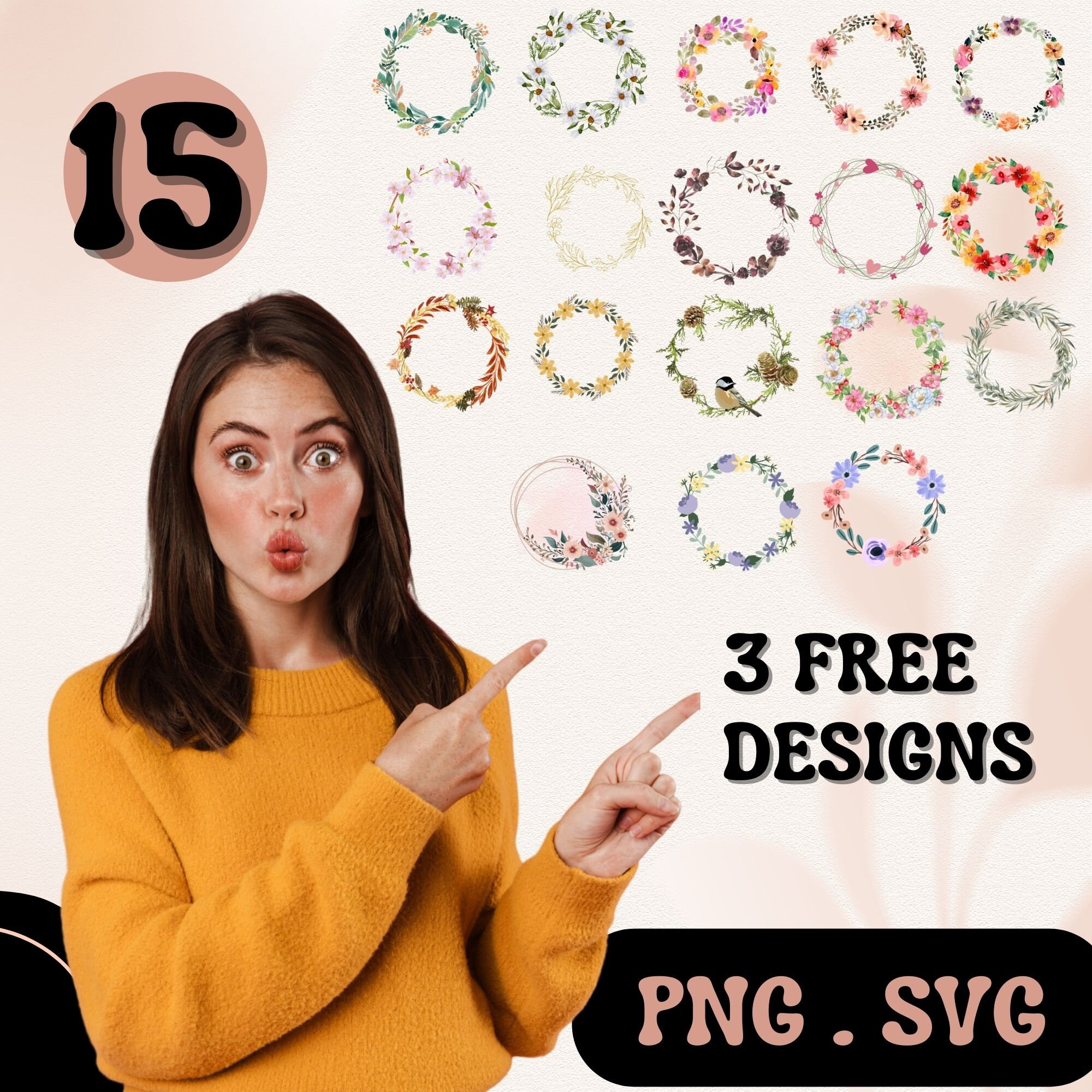 Wreath Svg Bundle | Circle Svg Bundle | Floral Wreath Svg | Heart ...