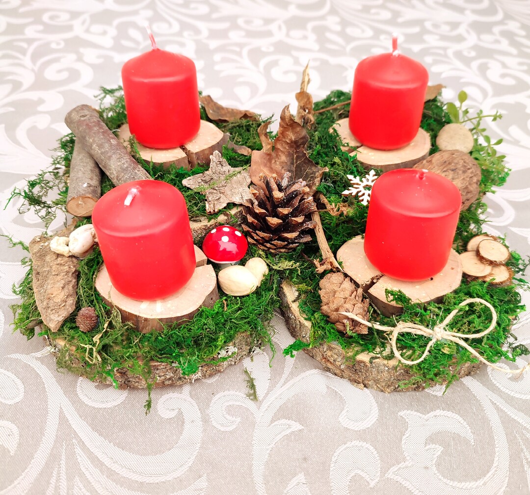 Christmas Advent Candle Holder Garden Wreath Natural Forest Etsy