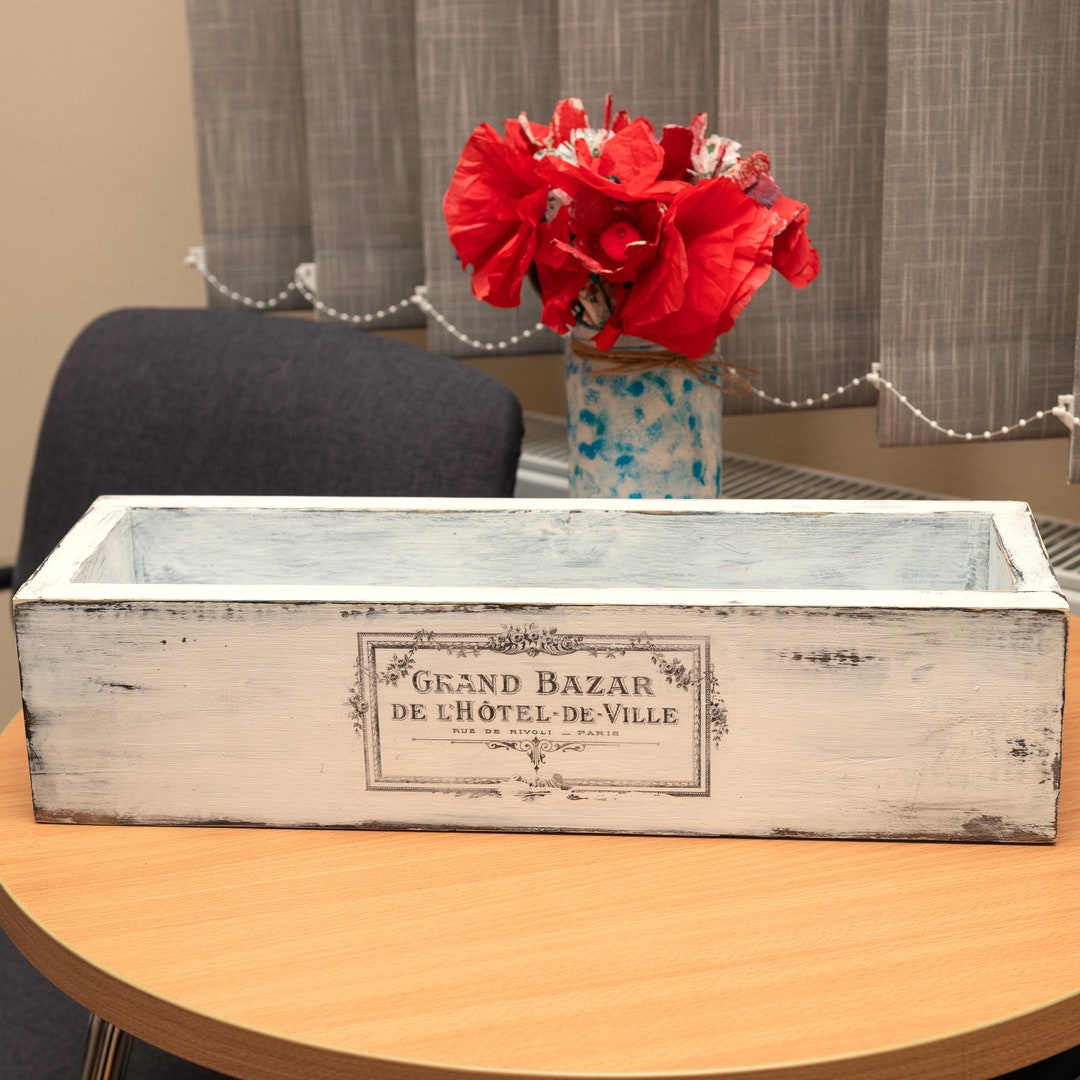 Rustic Country French Farmhouse Decorative Wooden Box, Vintage White ...