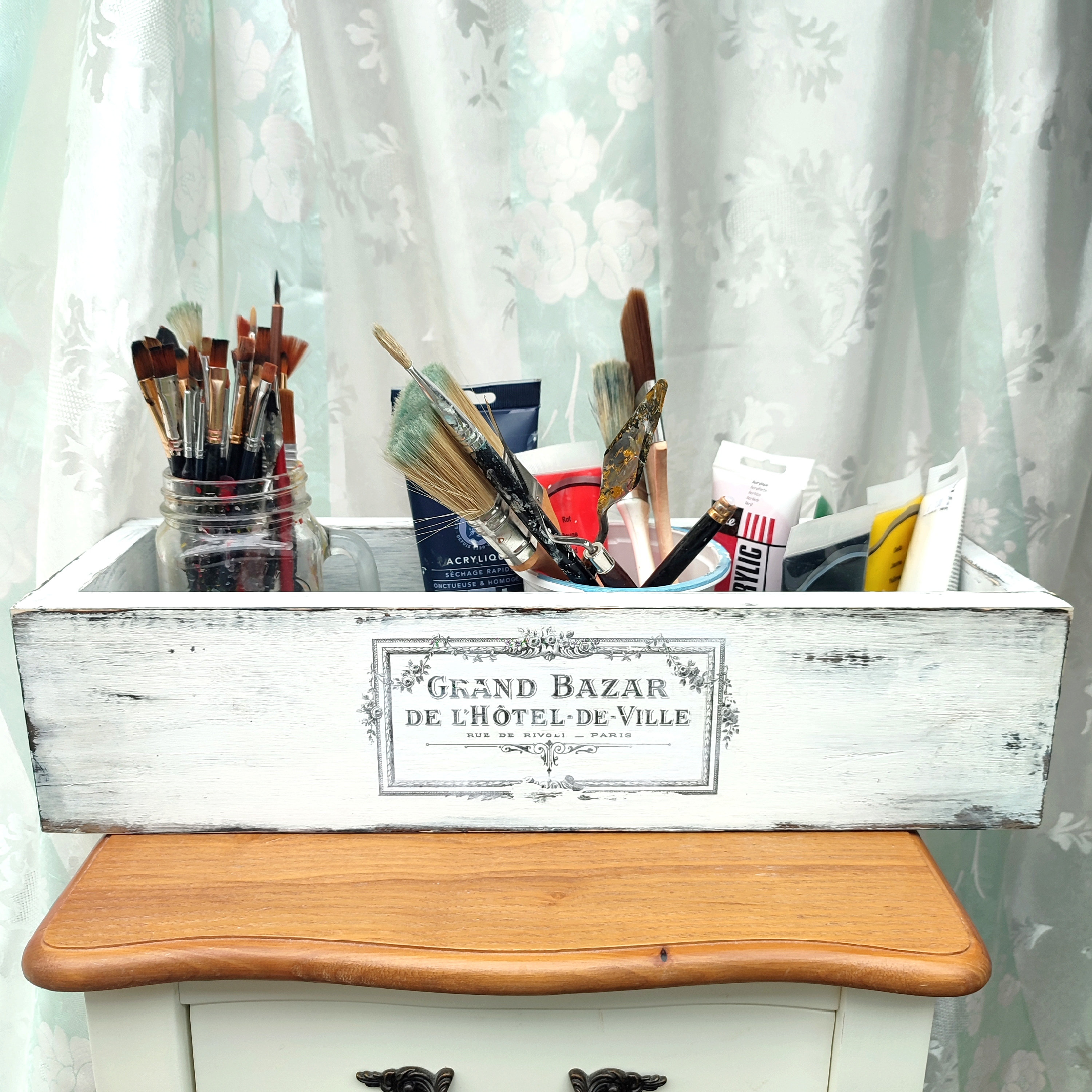 Rustic Country French Farmhouse Decorative Wooden Box, Vintage White ...