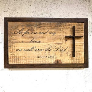As For Me and My House We Will Serve the Lord 3D Cross Christian Bible Verse Sign Joshua 24:15 Handwritten Scripture Sign Home Wall Decor