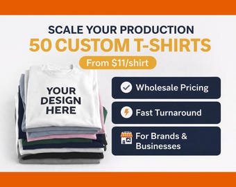 50 camisetas personalizadas al por mayor / Precios al por mayor / Impresión DTF / Entrega rápida / Para marcas y empresas