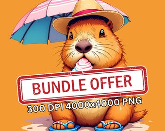 Capybara Clipart Bundle: Summer Vacation PNG Graphics (Digital Download)