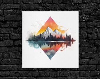 Watercolour Mountain Printable Wall Art Abstract, Landscape Digital Art Print, Modern Digital Wall Art, Instant Digital Download V23