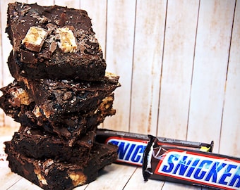 Snickers-Brownie-Rezept | Gourmet-Schokoladen-Brownie-Rezept, zähe Brownies, Snickers Bakes, klebriges Schokoladendessert