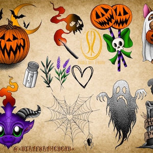 Spooky Halloween Tattoo Flash Vol. I Digital Download