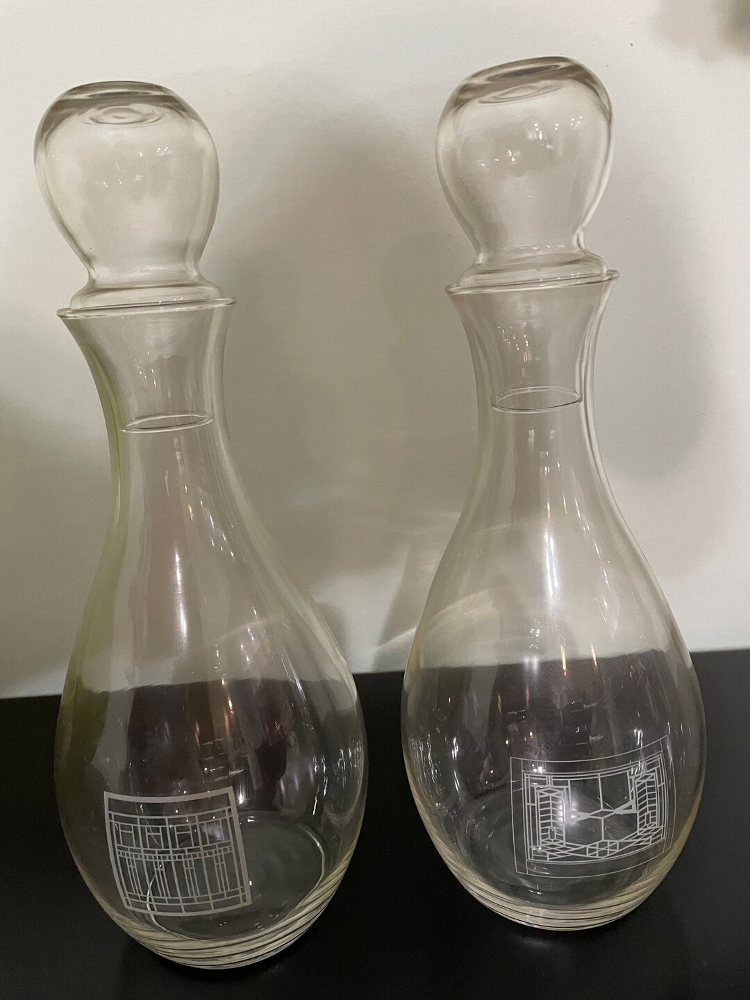 Vintage Set of Crystal Clear Decanters W/design in Time for Etsy