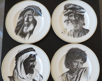 Set of 4 Collectible Sons of Arabia Plates Egyptian Porcelain