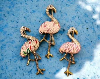 Flamingo broche emaille pin broche vintage dames strass pin en broches luxe broche voor sjaals - gratis levering