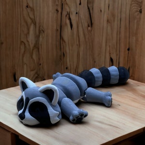 Figurine de raton laveur mobile, jouet, avec poubelle, cadeau amoureux des animaux, figurine de collection décorative, souvenir créatif, jouet de bureau, impression 3D image 2