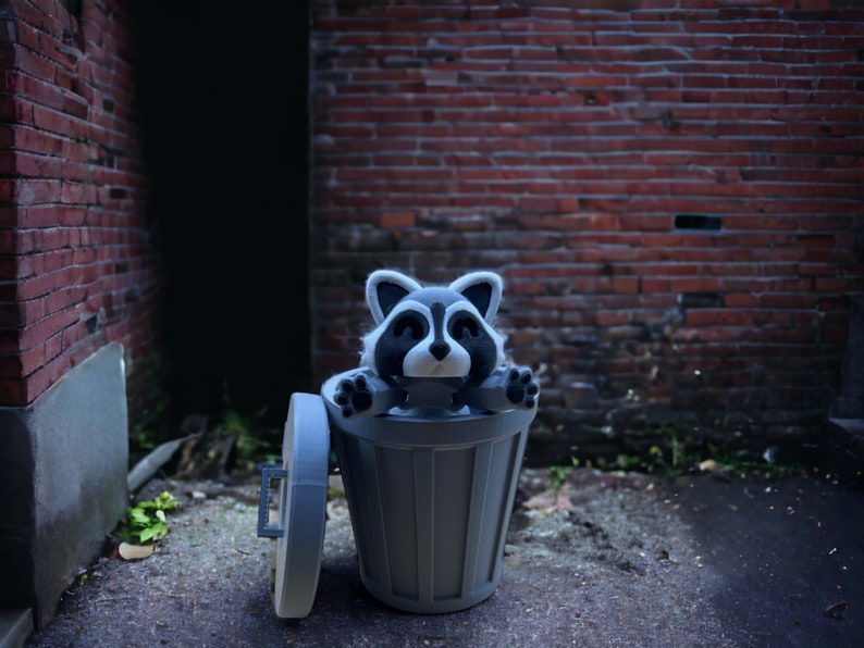 Articulated Raccoon Figure, Toy, with Trash Can, Gift for Animal Lovers, Decorative Figure, Creative Souvenir, Desk Toy, 3D Printed image 6