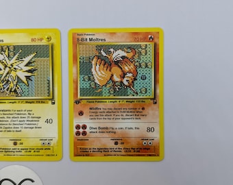8-bit Articuno, Zapdos, Moltres - Custom Pokemon Card - Etsy