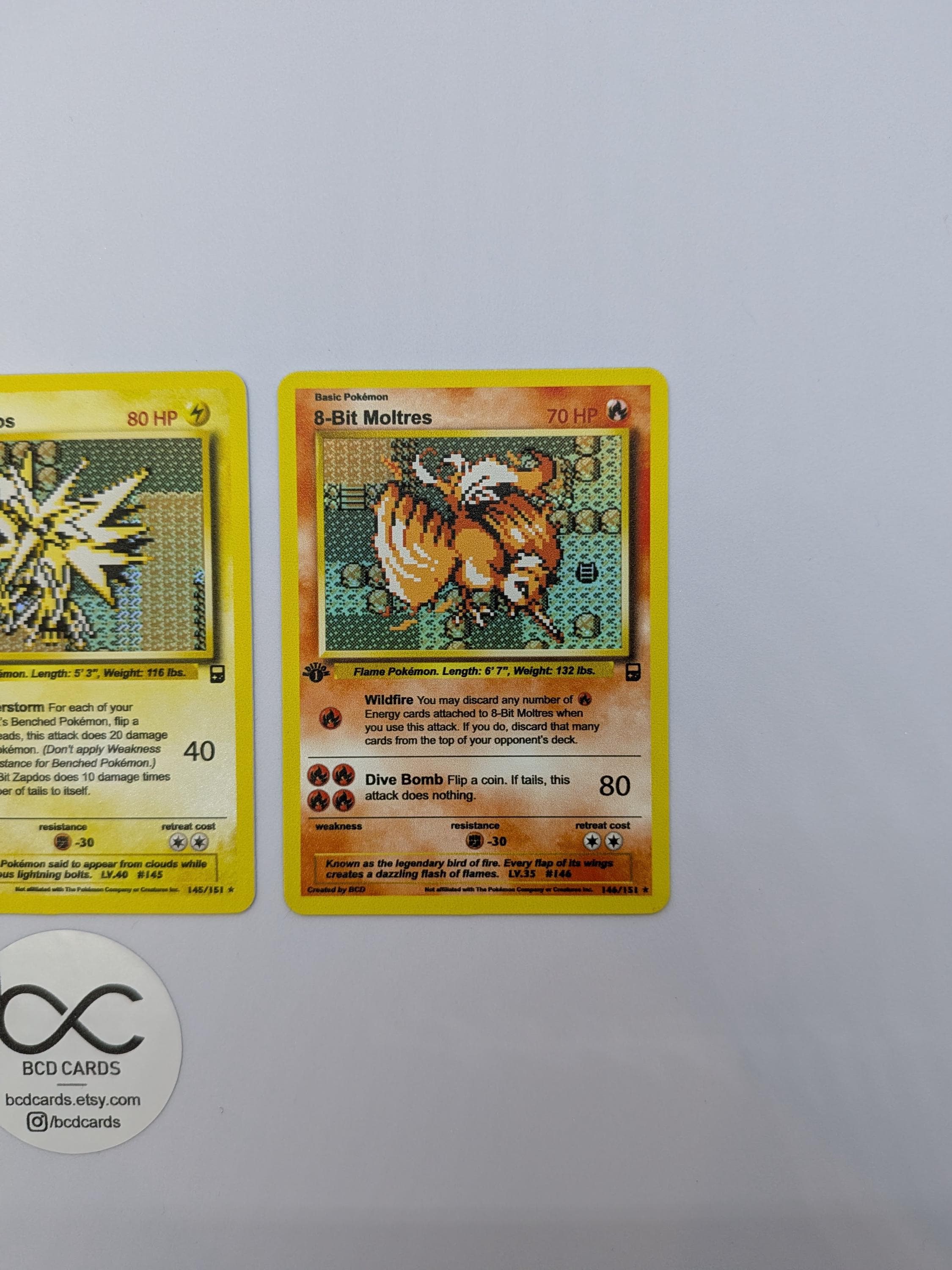 8-bit Articuno, Zapdos, Moltres - Custom Pokemon Card - Etsy