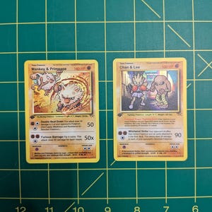 Chan und Lee, Mankey und Primeape - Personalisierte Pokemon Karte