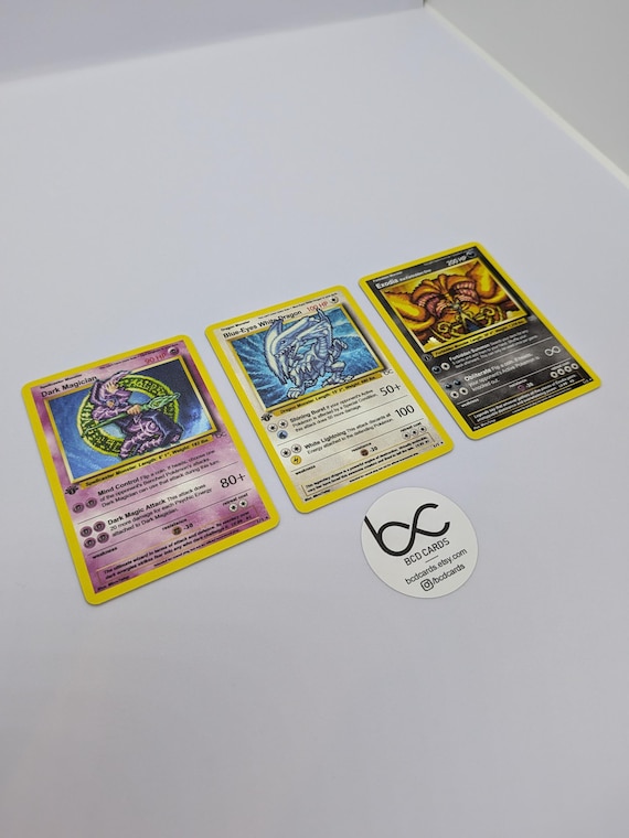 Blue-eyes White Dragon, Dark Magician, Exodia - Custom Pokemon Card - Etsy