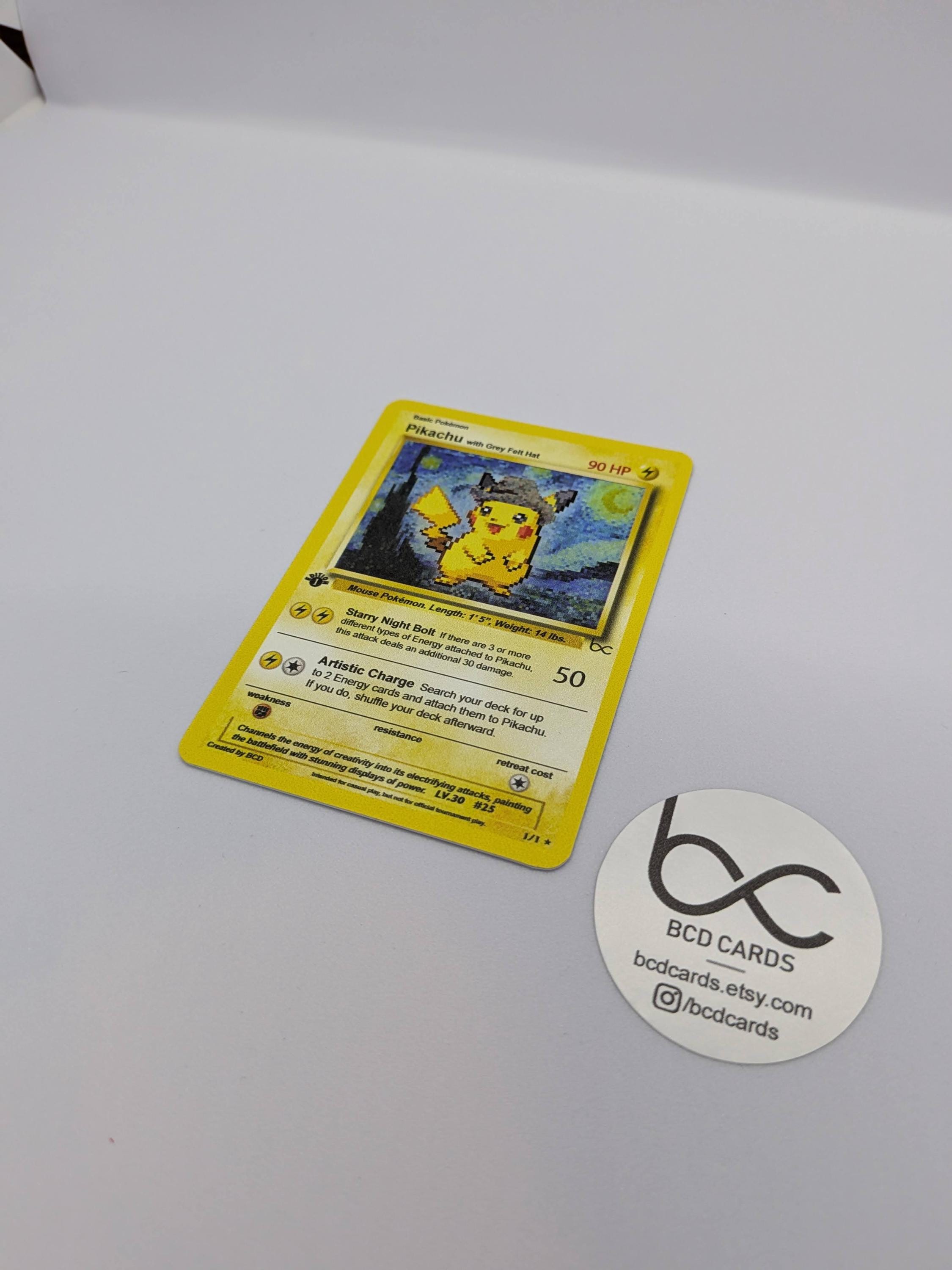 Pikachu With a Grey Hat - Custom Pokemon Card - Etsy