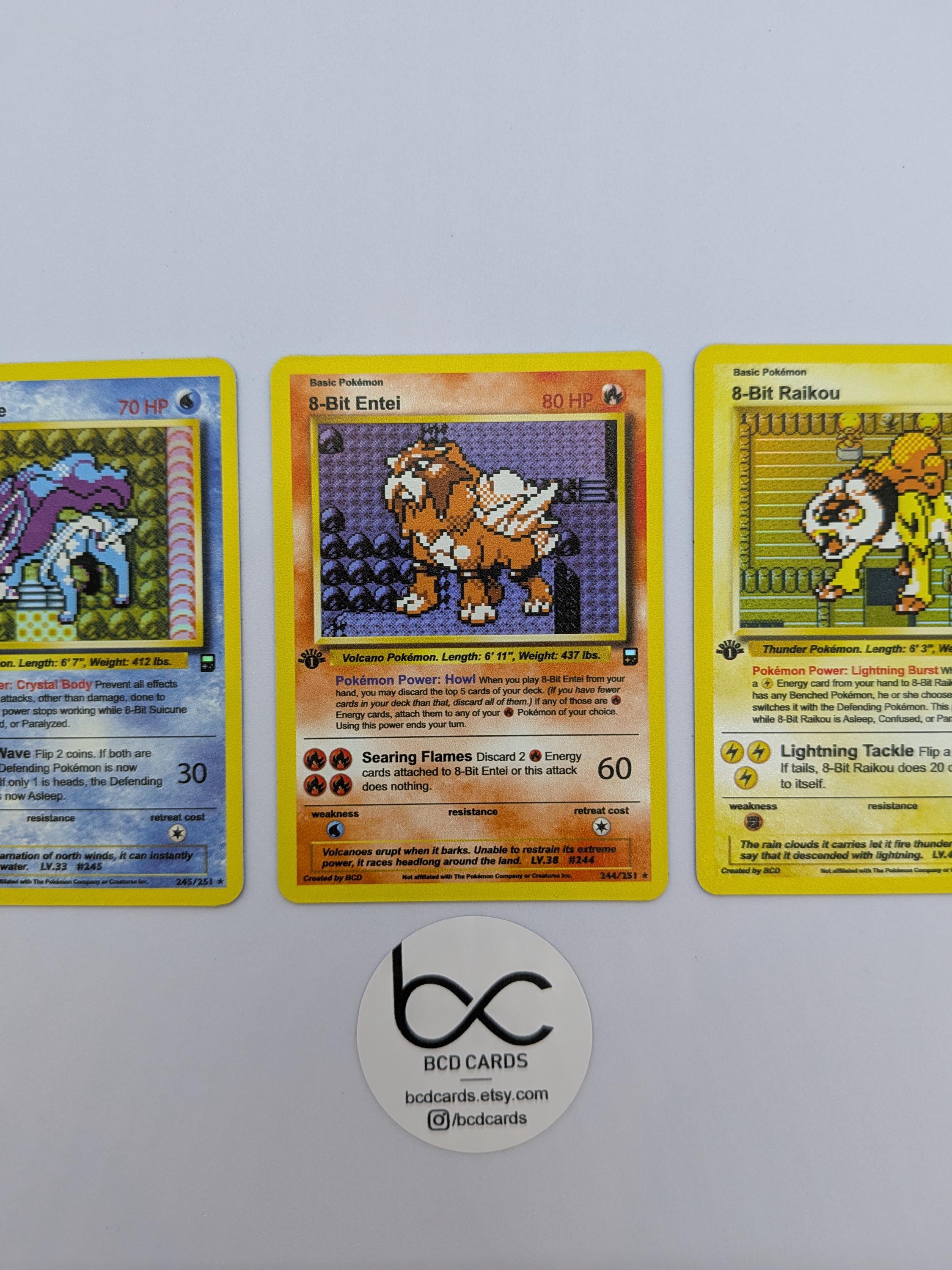 8-bit Suicune, Entei, Raikou - Custom Pokemon Card - Etsy