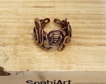 Hand forged Funky copper ring, sustainable copper, hand made, adjustable, recycled copper, No 005