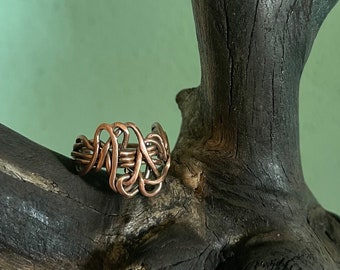 Unique design copper ring, sustainable copper, hand forged, adjustable, recycled copper, No 002