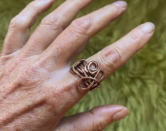 Hand forged Funky copper ring, sustainable copper, hand forged, adjustable, recycled copper, No 004