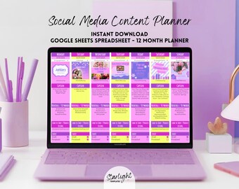Full Year Social Media Posting Planner, Google Sheets Spreadsheet, Analytics Dashboard, Batch Social Media Content Planner, Digital Download