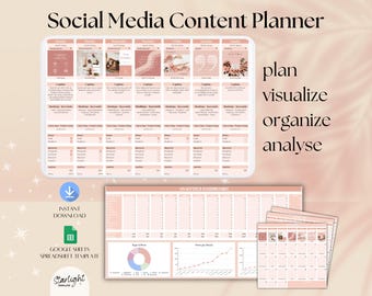 Full Year Social Media Content Planner, Google Sheets Spreadsheet, Social Media Calendar, Batch Content Planner, Monthly Planner & Tracker