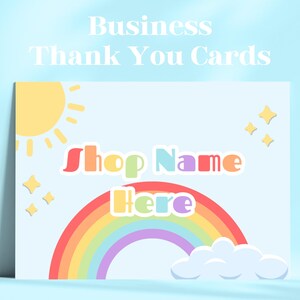 Jolie notice de remerciement arc-en-ciel, modèle de toile pour petite entreprise, carte de remerciement client, remerciement imprimable, téléchargement immédiat