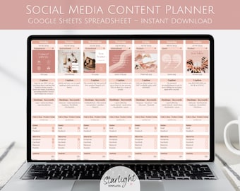 Social Media Content Planner Google Sheets Template Social Media Content Calendar Editable Spreadsheet Social Media Calendar Instagram