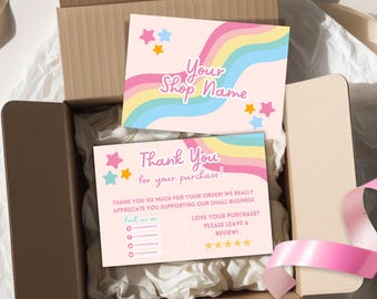 Plantilla de tarjeta de agradecimiento empresarial, tarjeta de agradecimiento editable en Canva, inserto de empaque para pequeñas empresas, agradecimiento al cliente, descarga digital