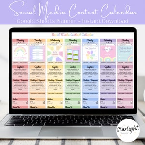 Social Media Content Planner, Google Sheets Template, Social Media Content Calendar, Spreadsheet Social Media Calendar, Instagram Feed Plan
