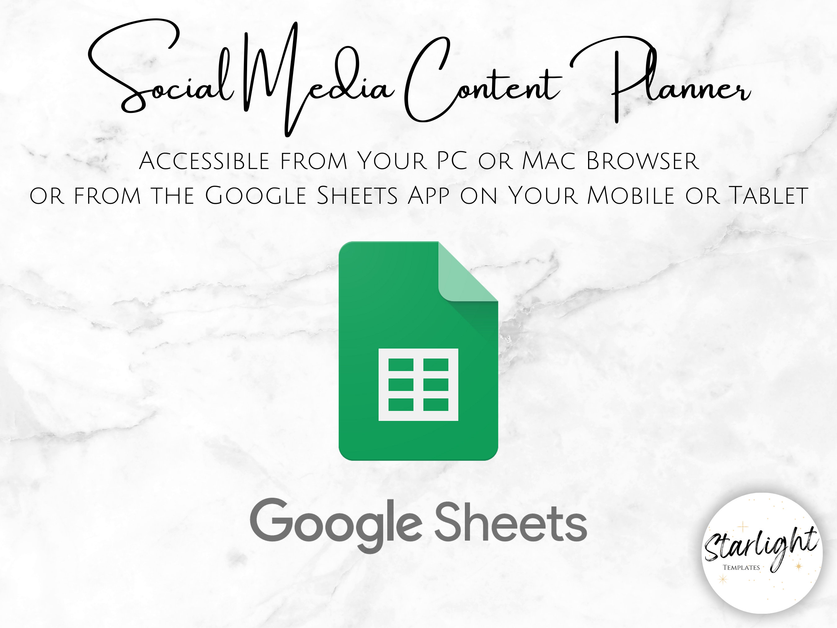 2024 Social Media Content Calendar, Google Sheets Planner Template for
