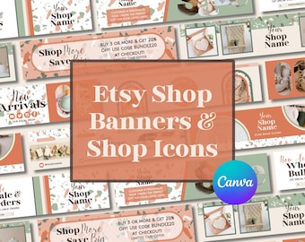Terrazzo Etsy Shop Banners & Shop Icon Templates, Canva Templates for Successful Etsy Sellers, Etsy Logo Design, Graphics Etsy Store Front