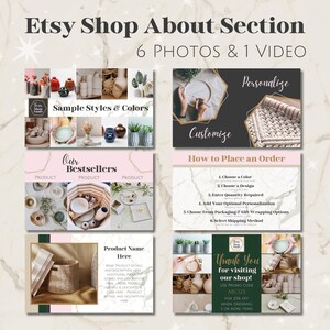 Etsy Shop Kit for Etsy Sellers, Etsy Shop Banners, Shop Icons, Listing Thumbnails, Canva Templates for Etsy Shop, Marble Design, Etsy Shop Setup, Graphics for Small Business