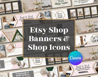 Marble Etsy Shop Banners & Shop Icon Templates, Canva Templates for Successful Etsy Sellers, Etsy Shop Cover, Graphics Etsy Store Front