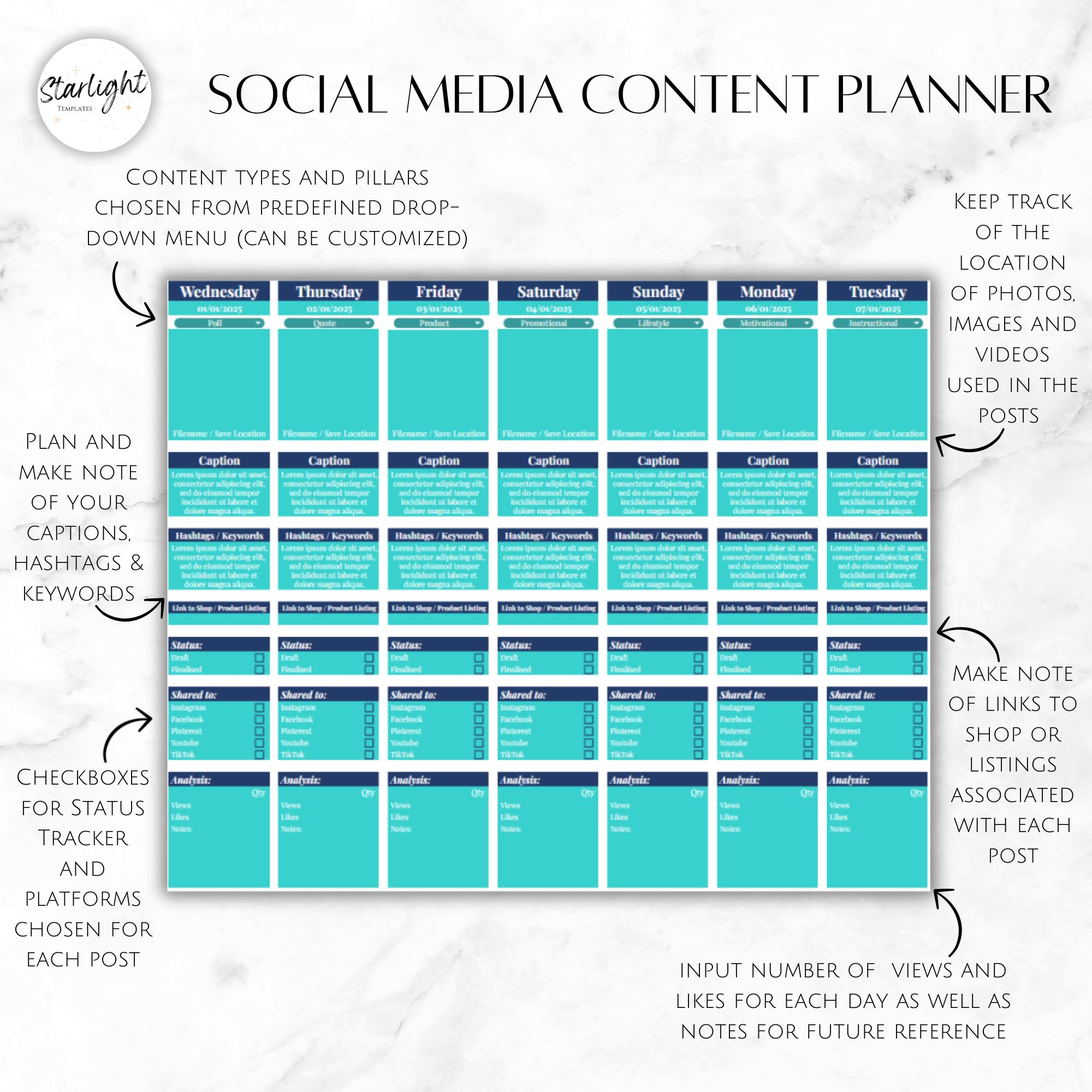 Social Media Content Planner Google Sheets Template Social Media ...
