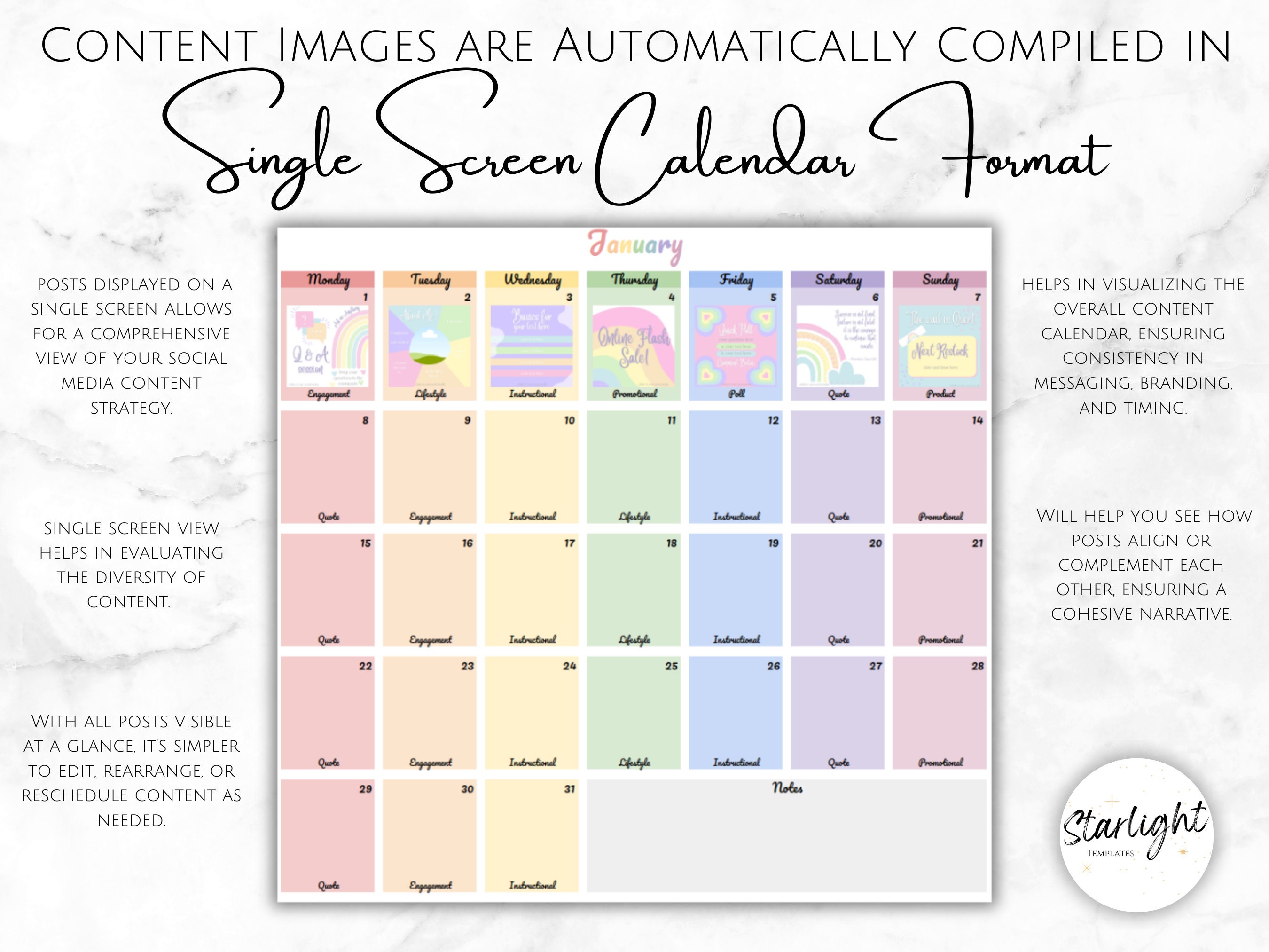 2024 Social Media Content Calendar, Google Sheets Planner Template for
