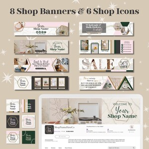 Etsy Shop Kit for Etsy Sellers, Etsy Shop Banners, Shop Icons, Listing Thumbnails, Canva Templates for Etsy Shop, Marble Design, Etsy Shop Setup, Graphics for Small Business