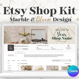 Etsy Shop Kit for Etsy Sellers, Etsy Shop Banners, Shop Icons, Listing Thumbnails, Canva Templates for Etsy Shop, Marble Design, Etsy Shop Setup, Graphics for Small Business