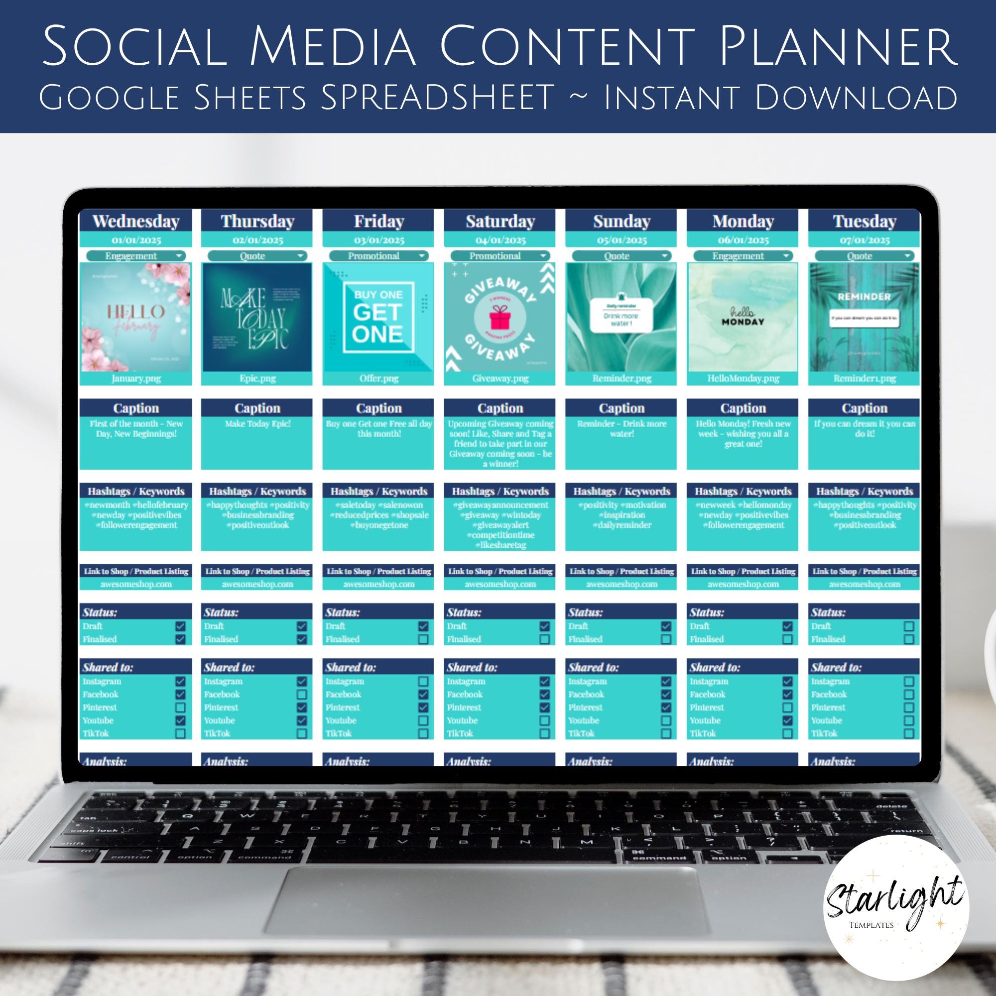 Social Media Content Planner Google Sheets Template Social Media ...